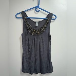 H&M Gray Beaded Neckline Tank-top Size Small